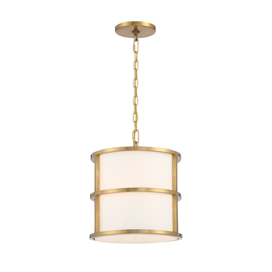 Crystorama Hulton 3 Light Pendant, Luxe Gold/White
