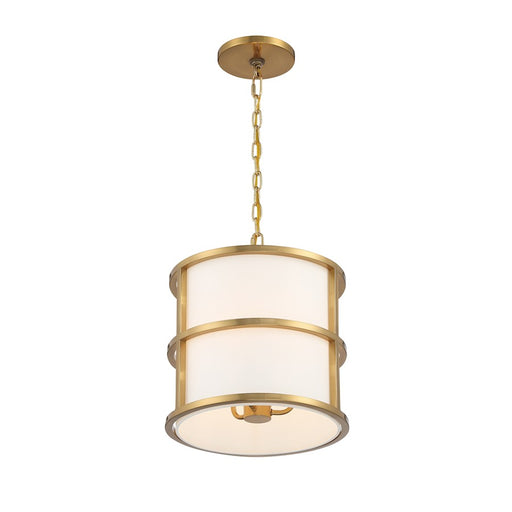 Crystorama Hulton 3 Light Pendant, Luxe Gold/White