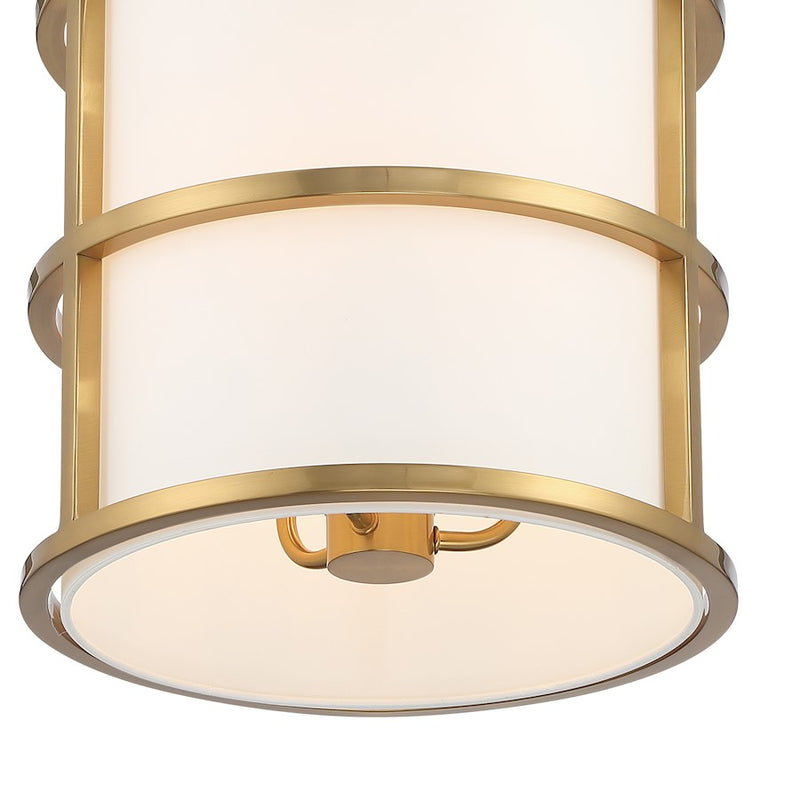 Crystorama Hulton 3 Light Pendant, Luxe Gold/White