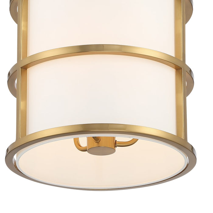 Crystorama Hulton 3 Light Pendant, Luxe Gold/White