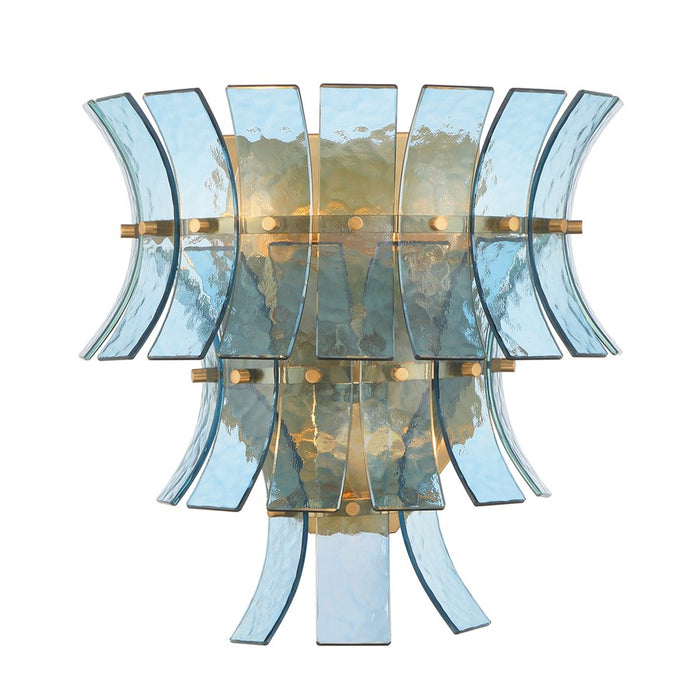 Crystorama Abigail 3 Light Sconce, Aged Bras/Gold/Blue - ABI-2002-AG-BL