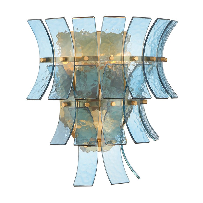 Crystorama Abigail 3 Light Sconce, Aged Bras/Gold/Blue