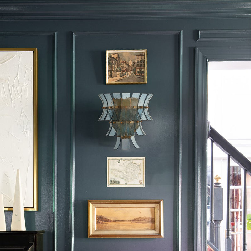 Crystorama Abigail 3 Light Sconce, Aged Bras/Gold/Blue