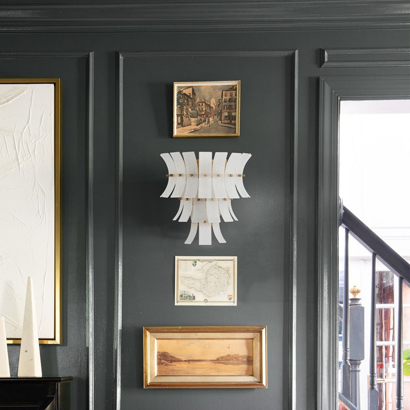 Crystorama Abigail 3 Light Sconce, White/Brass/Gold