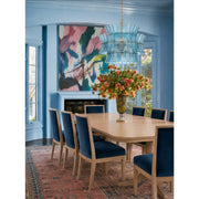 Crystorama Abigail 28in 8-Light Chandelier | Mid-Century Aged Brass Steel and Blue Curved Glass | Dining Room & Entryway | 28 x 28 x 26 in | Model ABI-2005-AG-BL