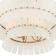 Crystorama Abigail 28in 8-Light Chandelier | Mid-Century Aged Brass Steel and White Curved Glass | Dining Room & Entryway | 28 x 28 x 26 in | Model ABI-2005-AG-WH