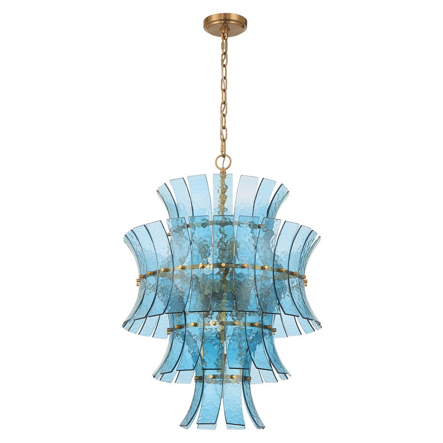 Crystorama Abigail 13 Light Chandelier, Blue/Brass/Gold
