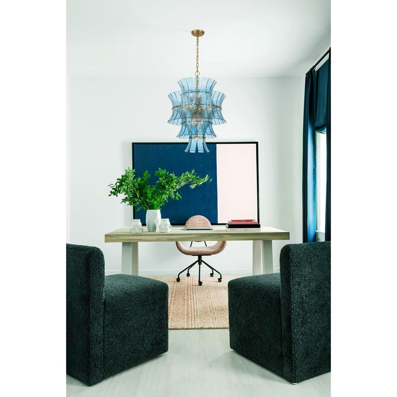 Crystorama Abigail 13 Light Chandelier, Blue/Brass/Gold