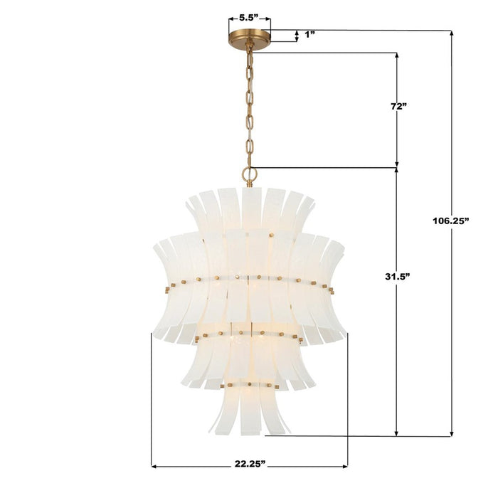Crystorama Abigail 13 Light Chandelier, White/Brass/Gold