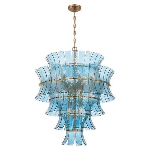 Crystorama Abigail 21 Light Chandelier, Blue/Brass/Gold
