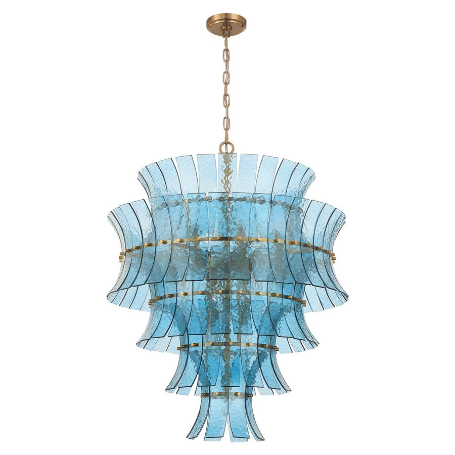 Crystorama Abigail 21 Light Chandelier, Blue/Brass/Gold