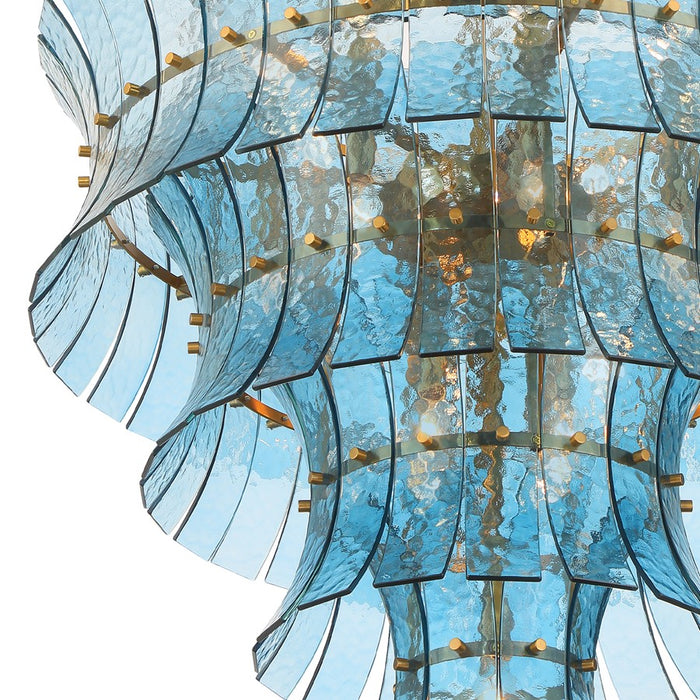 Crystorama Abigail 21 Light Chandelier, Blue/Brass/Gold