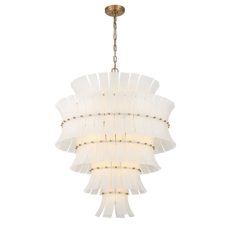 Crystorama Abigail 21 Light Chandelier, White/Brass/Gold