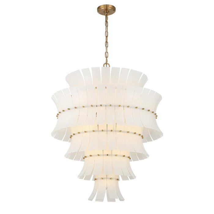 Crystorama Abigail 21 Light Chandelier, White/Brass/Gold - ABI-2008-AG-WH