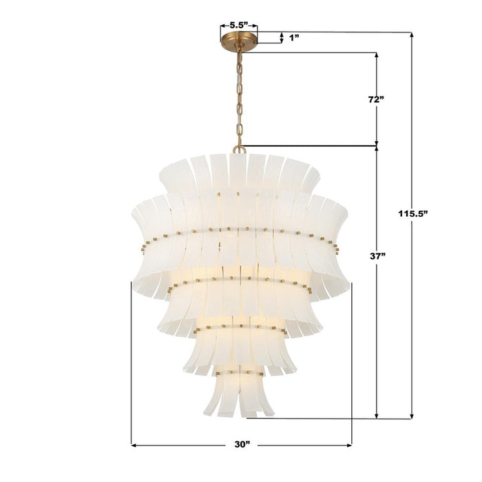 Crystorama Abigail 21 Light Chandelier, White/Brass/Gold