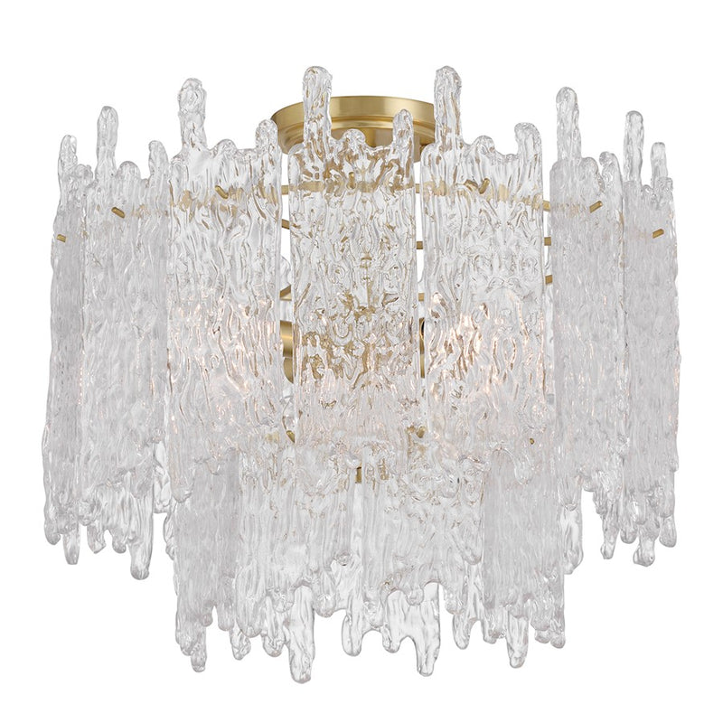 Crystorama Ackerly 3 Light Semi Flush Mount, Aged Brass