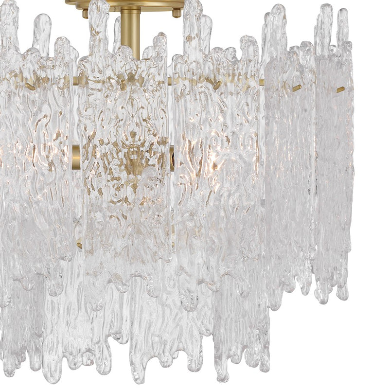 Crystorama Ackerly 3 Light Semi Flush Mount, Aged Brass