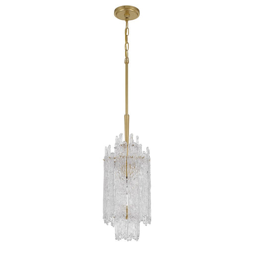 Crystorama Ackerly 1 Light Pendant, Aged Brass