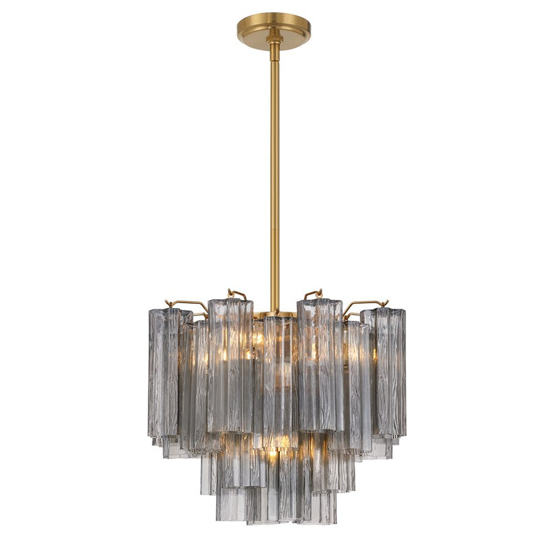 Crystorama Addis 4 Light Mini Chandelier, Gray/Brass/Gold/Smoke