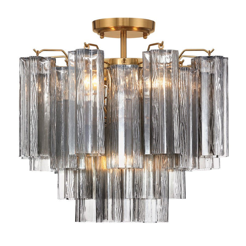 Crystorama Addis 4 Lt Semi Flush, Gray/Brass/Gold/Smoke