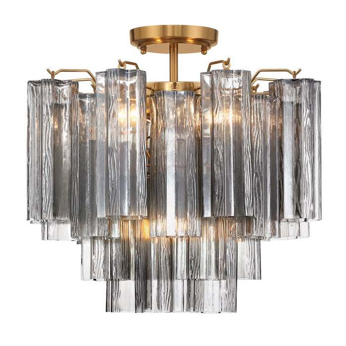 Crystorama Addis 4 Lt Semi Flush, Gray/Brass/Gold/Smoke - ADD-300-AG-SM-CEILING