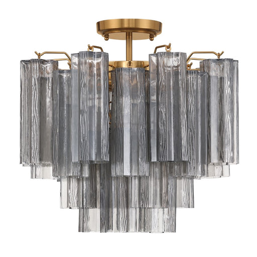 Crystorama Addis 4 Lt Semi Flush, Gray/Brass/Gold/Smoke