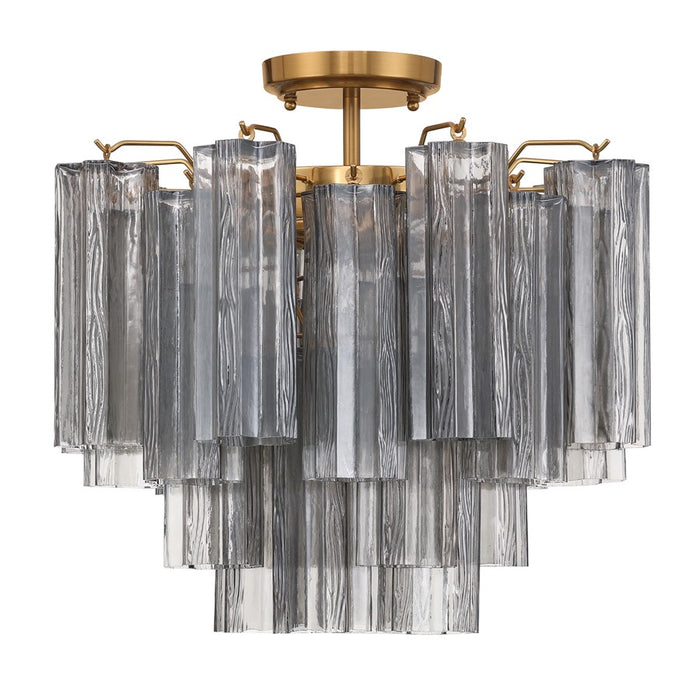 Crystorama Addis 4 Lt Semi Flush, Gray/Brass/Gold/Smoke