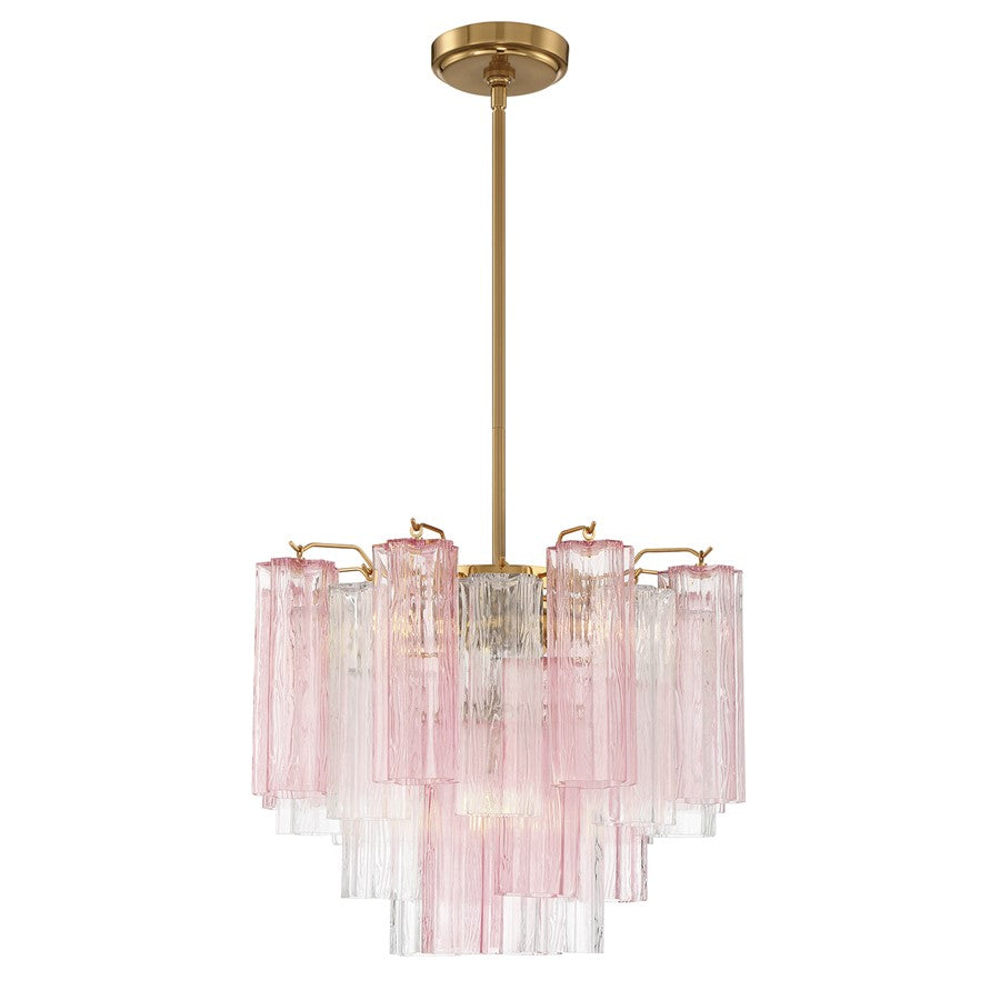 Crystorama Addis 4 Light Mini Chandelier, Aged Brass/Gold/Spring