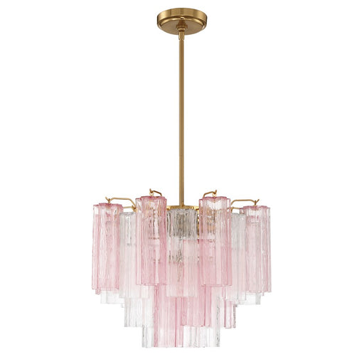 Crystorama Addis 4 Light Mini Chandelier, Aged Brass/Gold/Spring
