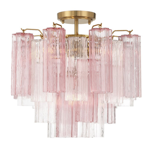 Crystorama Addis 4 Lt Semi Flush, Aged Brass/Gold/Spring