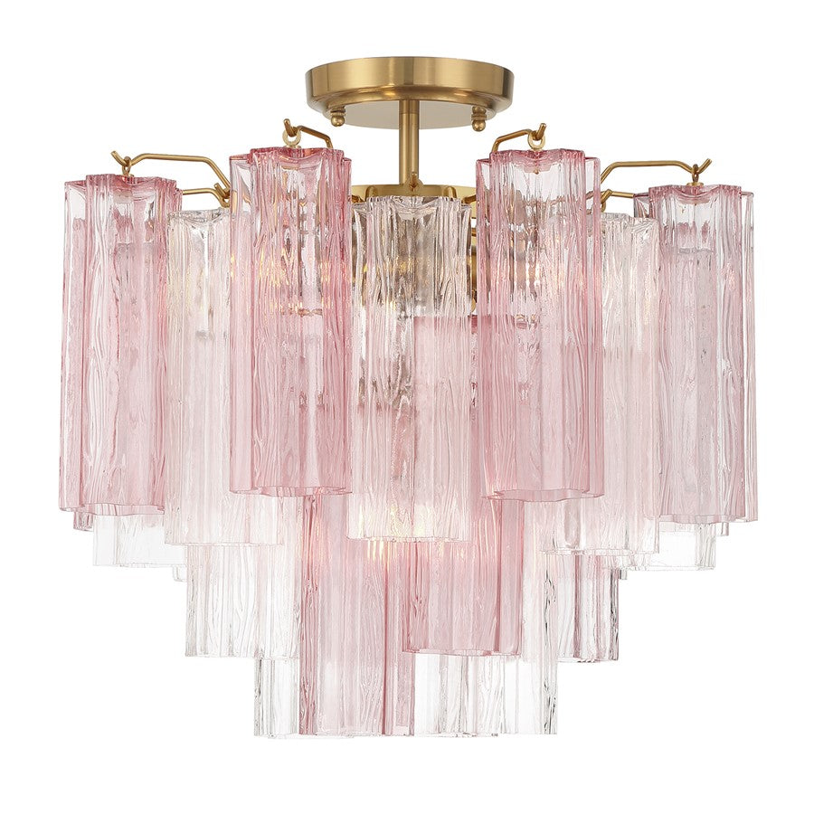 Crystorama Addis 4 Lt Semi Flush, Aged Brass/Gold/Spring
