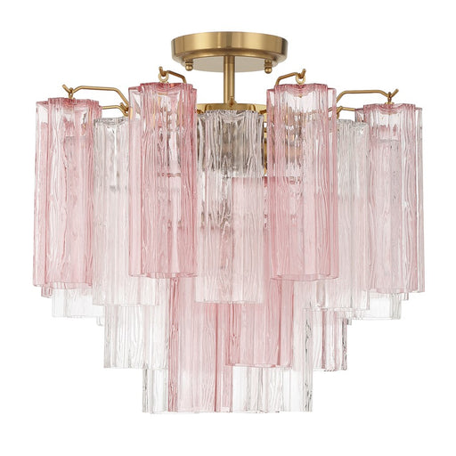 Crystorama Addis 4 Lt Semi Flush, Aged Brass/Gold/Spring