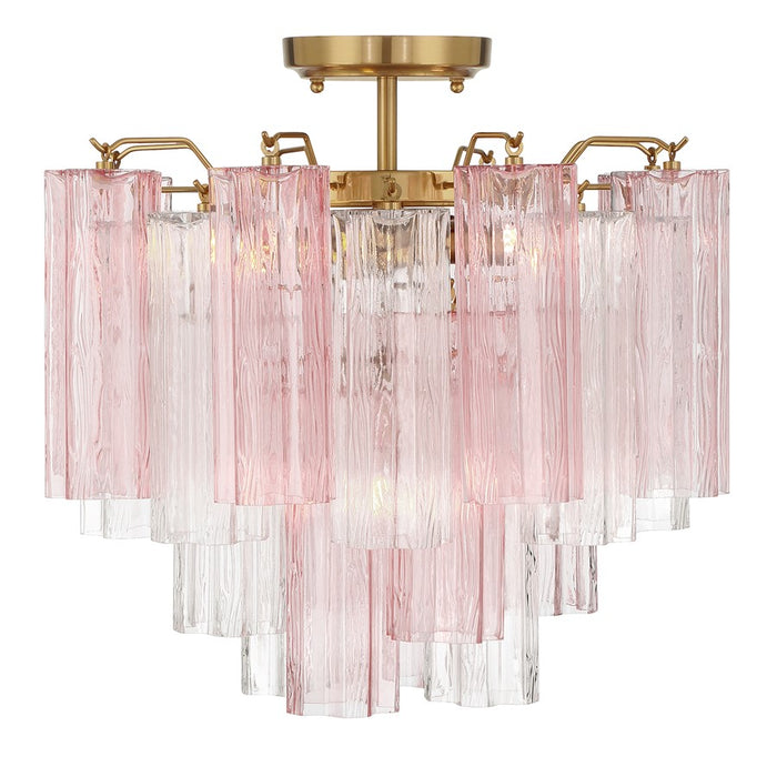 Crystorama Addis 4 Lt Semi Flush, Aged Brass/Gold/Spring
