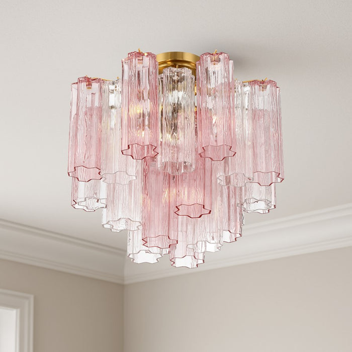 Crystorama Addis 4 Lt Semi Flush, Aged Brass/Gold/Spring