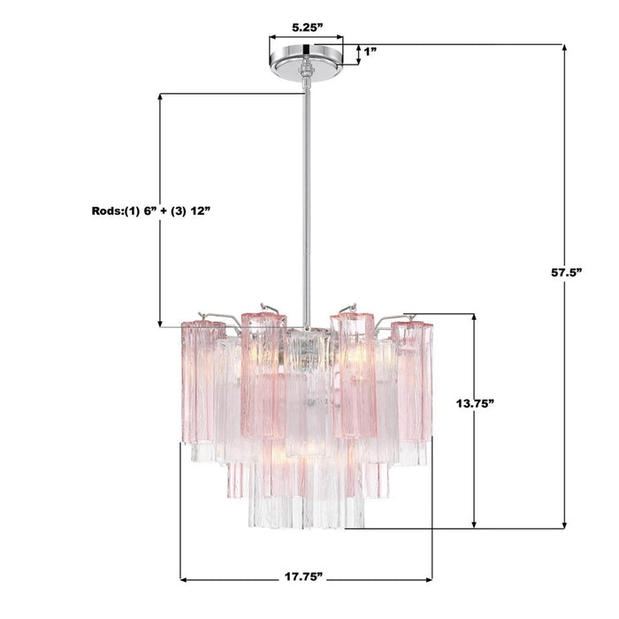 Crystorama Addis 4 Light Mini Chandelier, Chrome/Spring