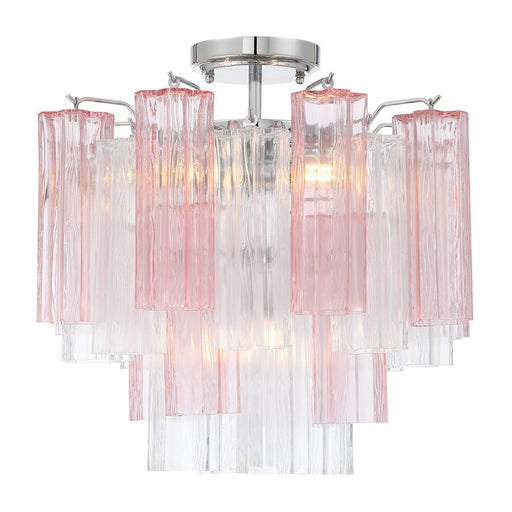 Crystorama Addis 4 Light Semi Flush, Chrome/Spring