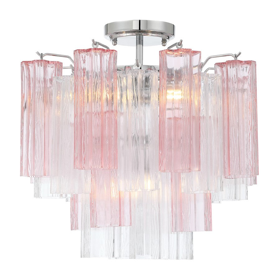 Crystorama Addis 4 Light Semi Flush, Chrome/Spring