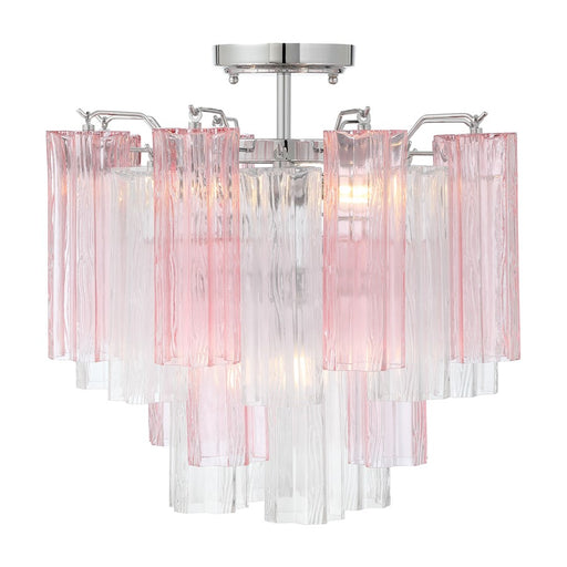 Crystorama Addis 4 Light Semi Flush, Chrome/Spring