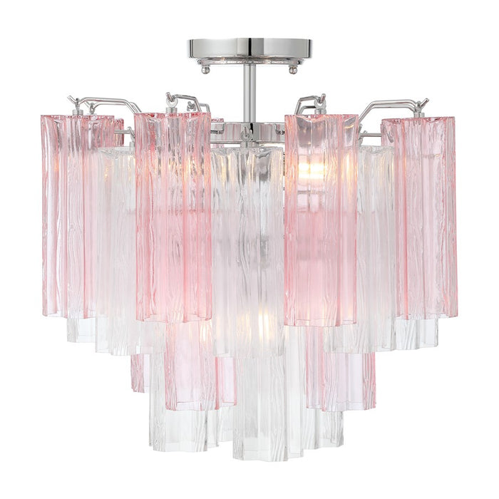 Crystorama Addis 4 Light Semi Flush, Chrome/Spring