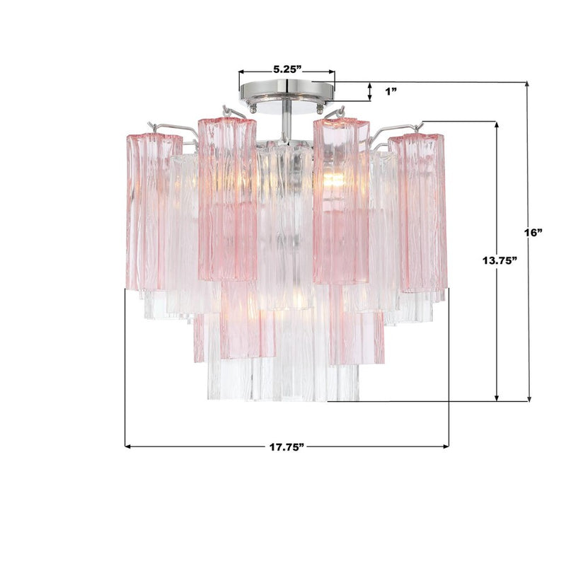 Crystorama Addis 4 Light Semi Flush, Chrome/Spring