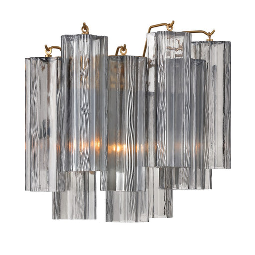 Crystorama Addis 2 Light 12" Sconce, Gray/Brass/Gold/Smoke