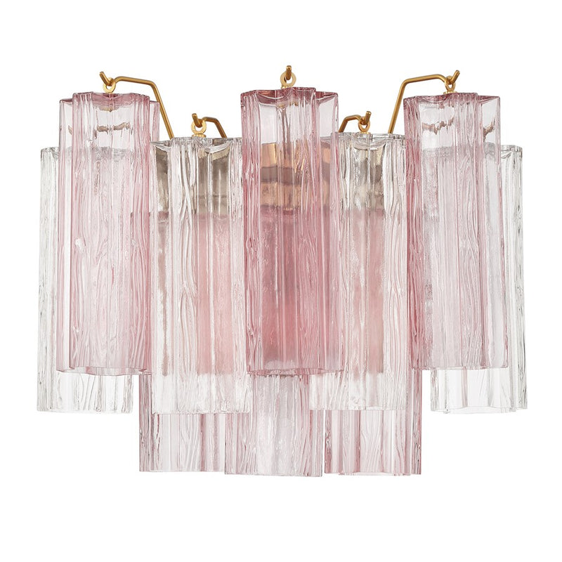 Crystorama Addis 2 Light Geometric Sconce, Brass/Gold/Spring