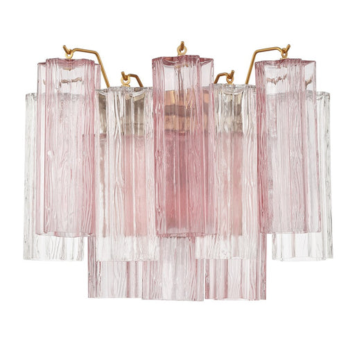 Crystorama Addis 2 Light Geometric Sconce, Brass/Gold/Spring