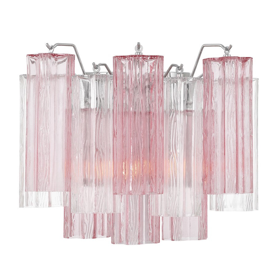 Crystorama Addis 2 Light 12" Sconce, Chrome/Spring