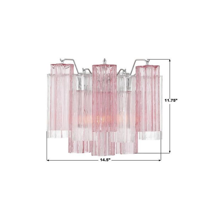 Crystorama Addis 2 Light 12" Sconce, Chrome/Spring