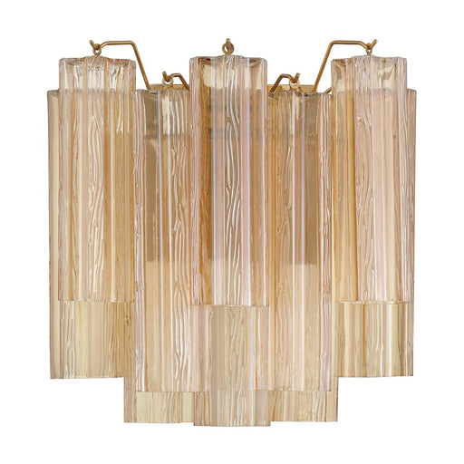 Crystorama Addis 2 Light Sconce, Aged Brass/Tronchi Glass Amber