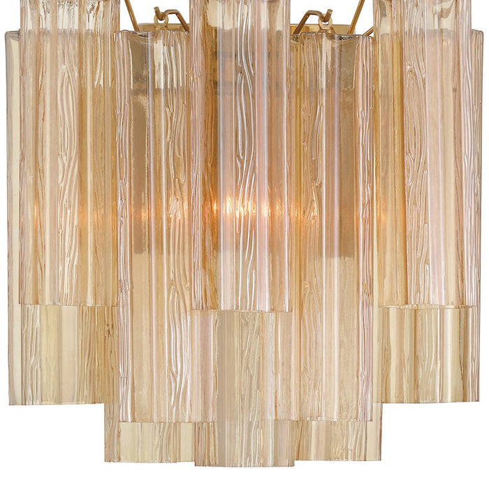 Crystorama Addis 2 Light Sconce, Aged Brass/Tronchi Glass Amber