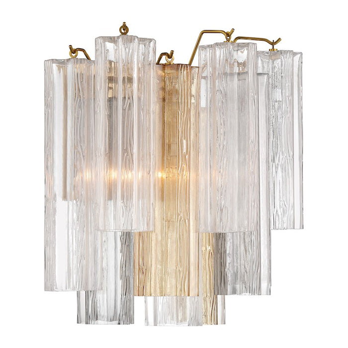 Crystorama Addis 2 Light Sconce, Aged Brass/Tronchi Glass Autumn