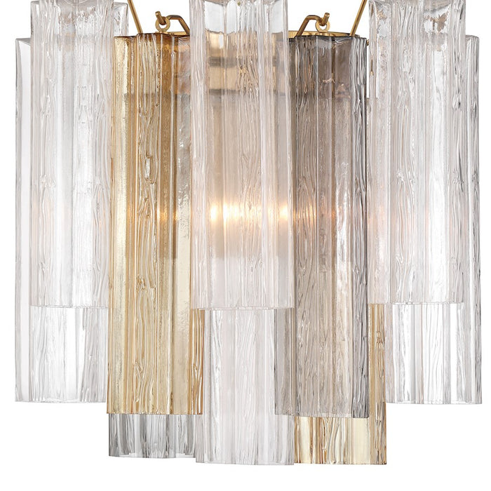 Crystorama Addis 2 Light Sconce, Aged Brass/Tronchi Glass Autumn