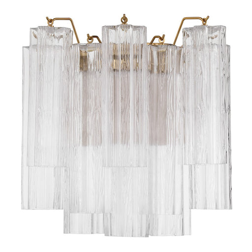Crystorama Addis 2 Light Sconce, Aged Brass/Tronchi Glass Clear